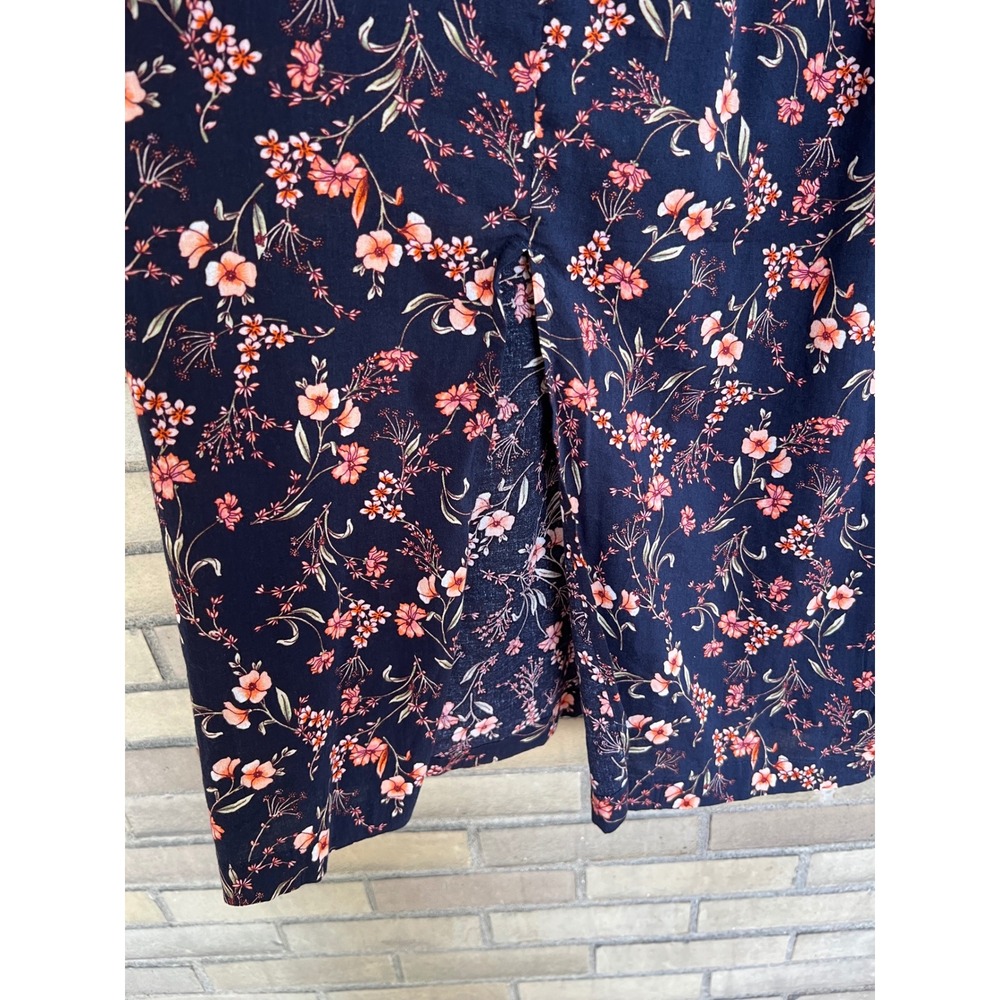 Old Navy Navy Floral Tie Shoulder Midi Dress XS Pockets Smocked Back Babydoll - Picture 4 of 10